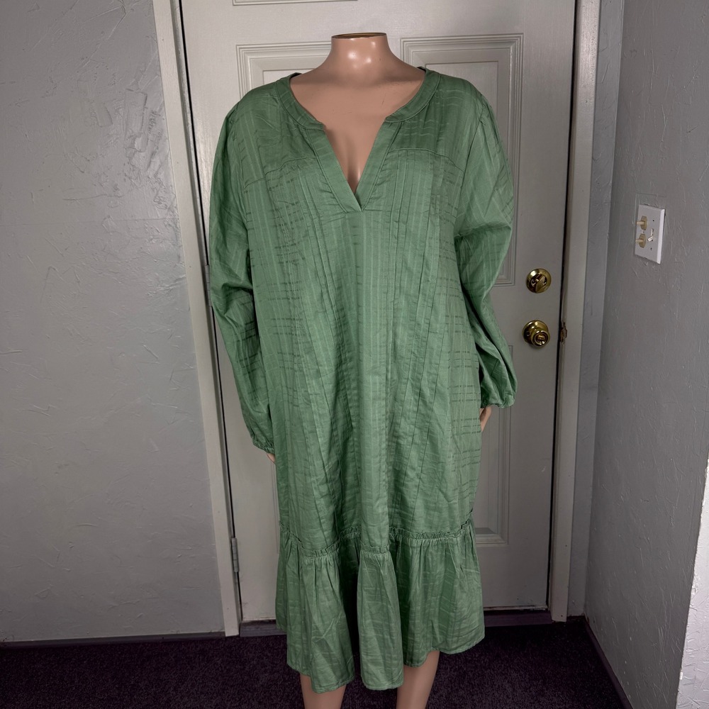 Lane Bryant Olive Green Long Sleeve Midi Dress